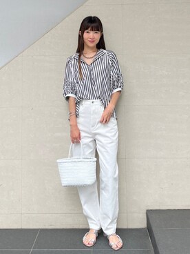 「カーブデニム」｜安孫子さん（レディース・155cm）の夏コーディネート