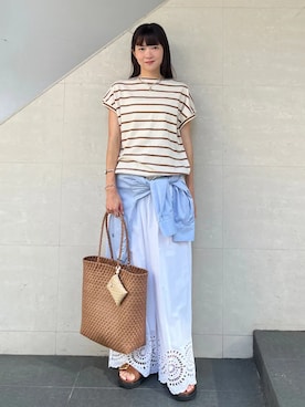 「SHIPS（シップス）のアイテム」を使った、安孫子さん（レディース・155cm）の夏コーディネート