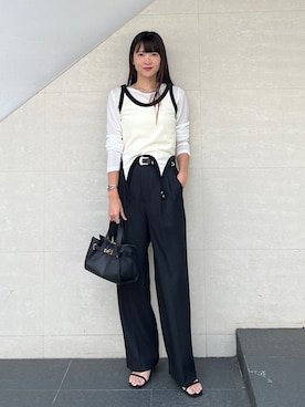 「レイヤード」｜「アイテム（キャミソール）」を使った、安孫子さん（レディース・155cm）の夏コーディネート