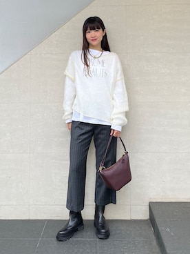 「SHIPS（シップス）のアイテム（Tシャツ/カットソー）」を使った、安孫子さん（レディース・155cm）の秋コーディネート