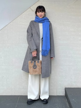 「シップス」｜「アイテム（スラックス）」を使った、安孫子さん（レディース・155cm）の冬コーディネート