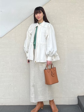 「シップス フォー ウィメン(SHIPS for women)」｜「アイテム（ブルゾン）」を使った、安孫子さん（レディース・155cm）の春コーディネート