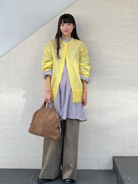 「ニットカーディガン」｜安孫子さん（レディース・155cm）の秋コーディネート