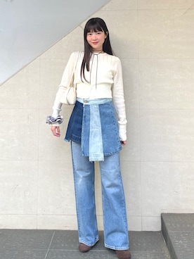 「ADD CULUMN（アドカラム）のアイテム」を使った、安孫子さん（レディース・155cm）の春コーディネート