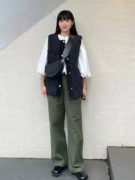 「Barbour（バブアー）のアイテム」を使った、安孫子さん（レディース・155cm）の秋コーディネート