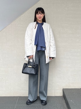 「SHIPS（シップス）のアイテム（シャツ/ブラウス）」を使った、安孫子さん（レディース・155cm）の秋コーディネート