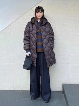 「SHIPS」｜「アイテム（ダウンジャケット/コート）」を使った、安孫子さん（レディース・155cm）の冬コーディネート