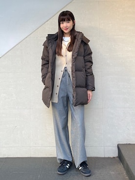 「シップス フォー ウィメン(SHIPS for women)」｜「アイテム（ダウンジャケット/コート）」を使った、安孫子さん（レディース・155cm）の冬コーディネート