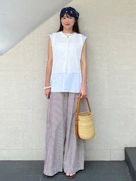 「SHIPS（シップス）のアイテム（バッグ）」を使った、安孫子さん（レディース・155cm）の夏コーディネート