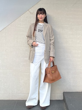 「BINDU（ビンドゥー）のアイテム」を使った、安孫子さん（レディース・155cm）の春コーディネート