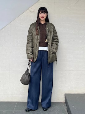 「SHIPS」｜「アイテム（ダウンジャケット/コート）」を使った、安孫子さん（レディース・155cm）の秋コーディネート