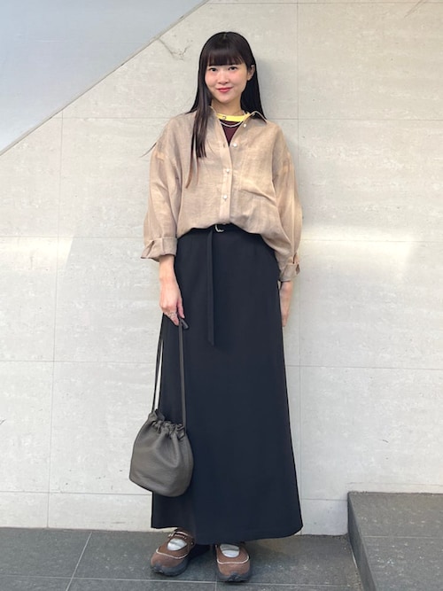 堀田茜×SHIPS:〈手洗い可能〉ベルト 付き ジョーゼット スカート