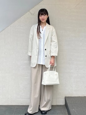 「SHIPS（シップス）のアイテム（パンツ）」を使った、安孫子さん（レディース・155cm）の春コーディネート