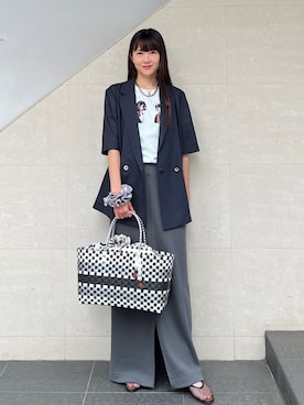 「アイテム（その他シューズ）」を使った、安孫子さん（レディース・155cm）の夏コーディネート
