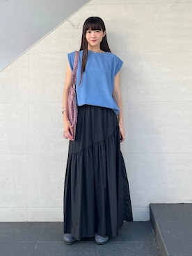 「カットソー」｜安孫子さん（レディース・155cm）の夏コーディネート