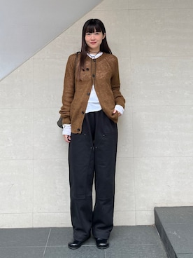 「SHIPS（シップス）のアイテム（Tシャツ/カットソー）」を使った、安孫子さん（レディース・155cm）の秋コーディネート