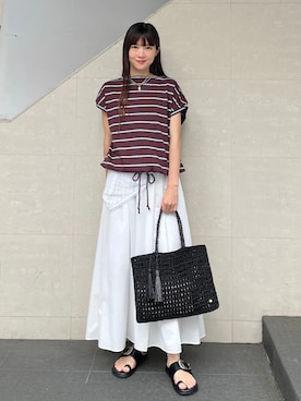 「BINDU（ビンドゥー）のアイテム」を使った、安孫子さん（レディース・155cm）の夏コーディネート