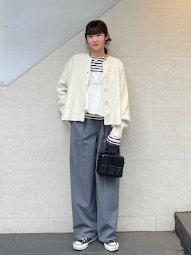 「アイテム（キャミソール）」を使った、安孫子さん（レディース・155cm）の冬コーディネート
