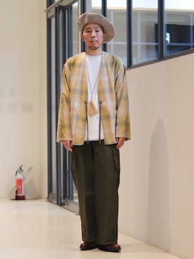 「PENDLETON（ペンドルトン）のアイテム（ノーカラージャケット）」を使った、BEAMS LIGHTS Mensさん（メンズ・176cm）の冬コーディネート