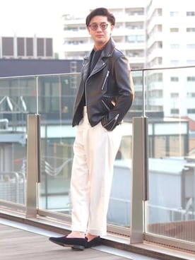 「Coming soon…」｜「アイテム（ライダースジャケット）」を使った、BEAMS LIGHTS Mensさん（メンズ・178cm）の夏コーディネート
