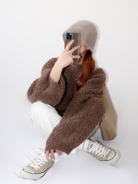 「CLEA（クレア）のアイテム（帽子）」を使った、canさん（レディース・156cm）の冬コーディネート