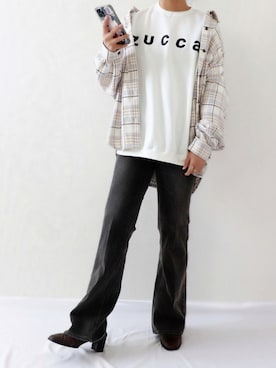 「zucca」｜「アイテム（スウェット）」を使った、canさん（レディース・156cm）の秋コーディネート