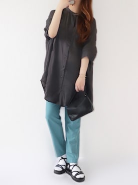 「reca（レカ）のアイテム（スラックス）」を使った、canさん（レディース・156cm）の夏コーディネート