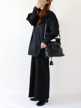 「真っ黒コーデ」｜canさん（レディース・156cm）の秋コーディネート