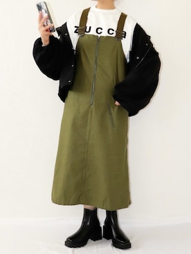 「秋トレンド2021」｜「アイテム（サロペット/オーバーオール）」を使った、canさん（レディース・156cm）の秋コーディネート