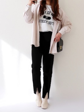 「LAUIR（ラウアー）のアイテム（シャツ/ブラウス）」を使った、canさん（レディース・156cm）の冬コーディネート