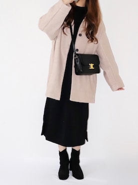「セリーヌ」｜「アイテム（ノーカラーコート）」を使った、canさん（レディース・156cm）の秋コーディネート