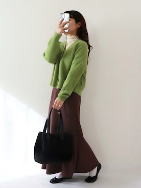 「ハイネックトップス」｜「アイテム（アクセサリー）」を使った、canさん（レディース・156cm）の冬コーディネート