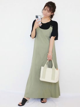 「Honeys（ハニーズ）のアイテム（トートバッグ）」を使った、canさん（レディース・156cm）の夏コーディネート