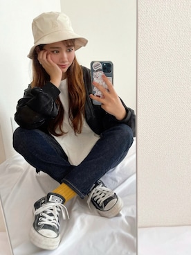 「ap retro（アプレトロ）のアイテム（ブルゾン）」を使った、canさん（レディース・156cm）の秋コーディネート