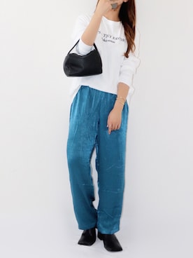 「サテンパンツ」｜「アイテム（その他）」を使った、canさん（レディース・156cm）の夏コーディネート