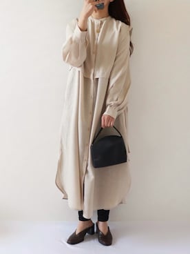 「はじめましてコーデ」｜「アイテム（シャツワンピース）」を使った、canさん（レディース・156cm）の春コーディネート