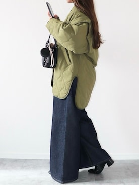 「アイテム（ノーカラージャケット）」を使った、canさん（レディース・156cm）の秋コーディネート