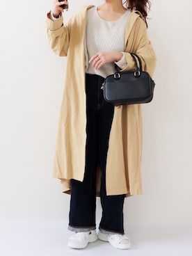 「アイテム（ステンカラーコート）」を使った、canさん（レディース・156cm）の春コーディネート