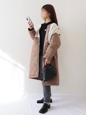 「ゆるニット」｜「アイテム（その他アウター）」を使った、canさん（レディース・156cm）の秋コーディネート