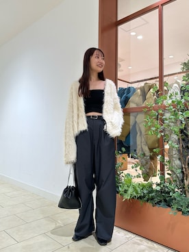 「mystic（ミスティック）のシャギーVカーディガン（カーディガン/ボレロ）」を使った、ikegaya aoiさん（レディース・163cm）の秋コーディネート
