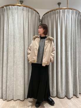 「mline（エムライン）のアイテム（ブルゾン）」を使った、いけがやあおいさん（レディース・163cm）の冬コーディネート