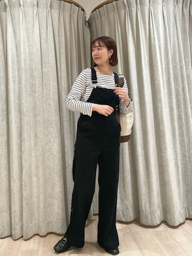 「mline（エムライン）のアイテム（オールインワン・サロペット）」を使った、いけがやあおいさん（レディース・163cm）の冬コーディネート