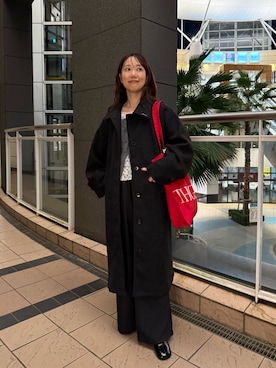 「アイテム（その他アウター、ブラック系）」を使った、いけがやあおいさん（レディース・163cm）の秋コーディネート
