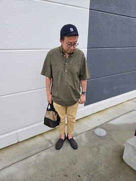 「アイテム（スリッポン）」を使った、たじさん（メンズ・174cm）の秋コーディネート