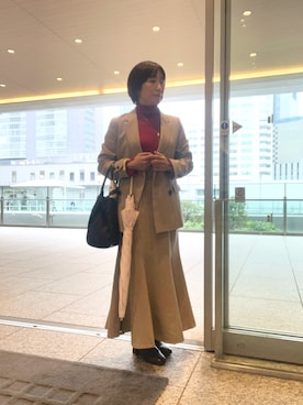 「アイテム（スカート、ベージュ系）」を使った、yukatcyさん（レディース・152cm）の冬コーディネート