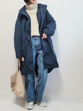 「coen」｜「アイテム（モッズコート）」を使った、riiさん（レディース・161cm）の秋コーディネート