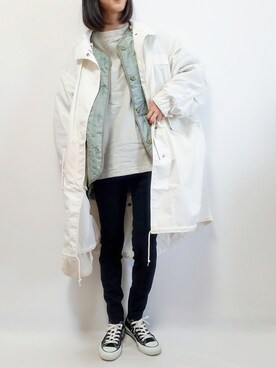 「coen」｜「アイテム（モッズコート）」を使った、riiさん（レディース・161cm）の冬コーディネート