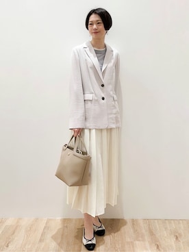 「OPAQUE.CLIP（オペークドットクリップ）の新色追加！【定番】名品フラットバレエシューズ（パンプス、ベージュ系）」を使った、yurieさん（レディース・167cm）の春コーディネート