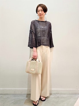 「アイテム（ショルダーバッグ、ゴールド系）」を使った、yurieさん（レディース・167cm）の春コーディネート