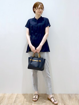 「アイテム（トートバッグ、ブルー系）」を使った、yurieさん（レディース・167cm）の夏コーディネート